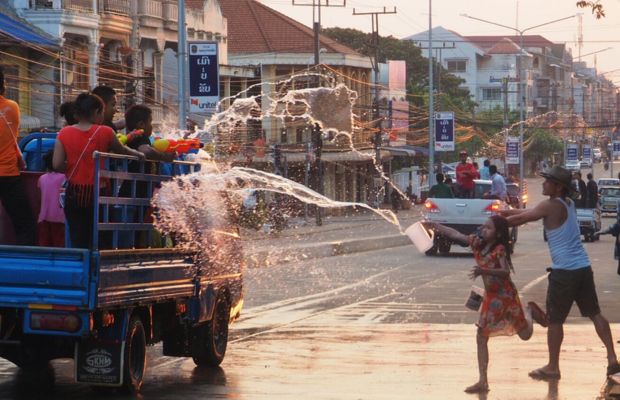 Water splashing in the Bunpimay Festival